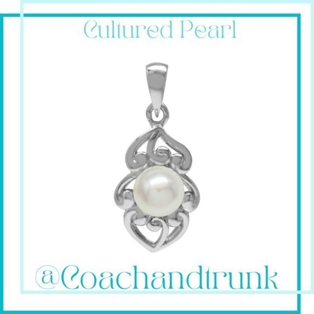 925 Sterling Freshwater Pearl Vintage Filigree Metal Work Pendant NWT